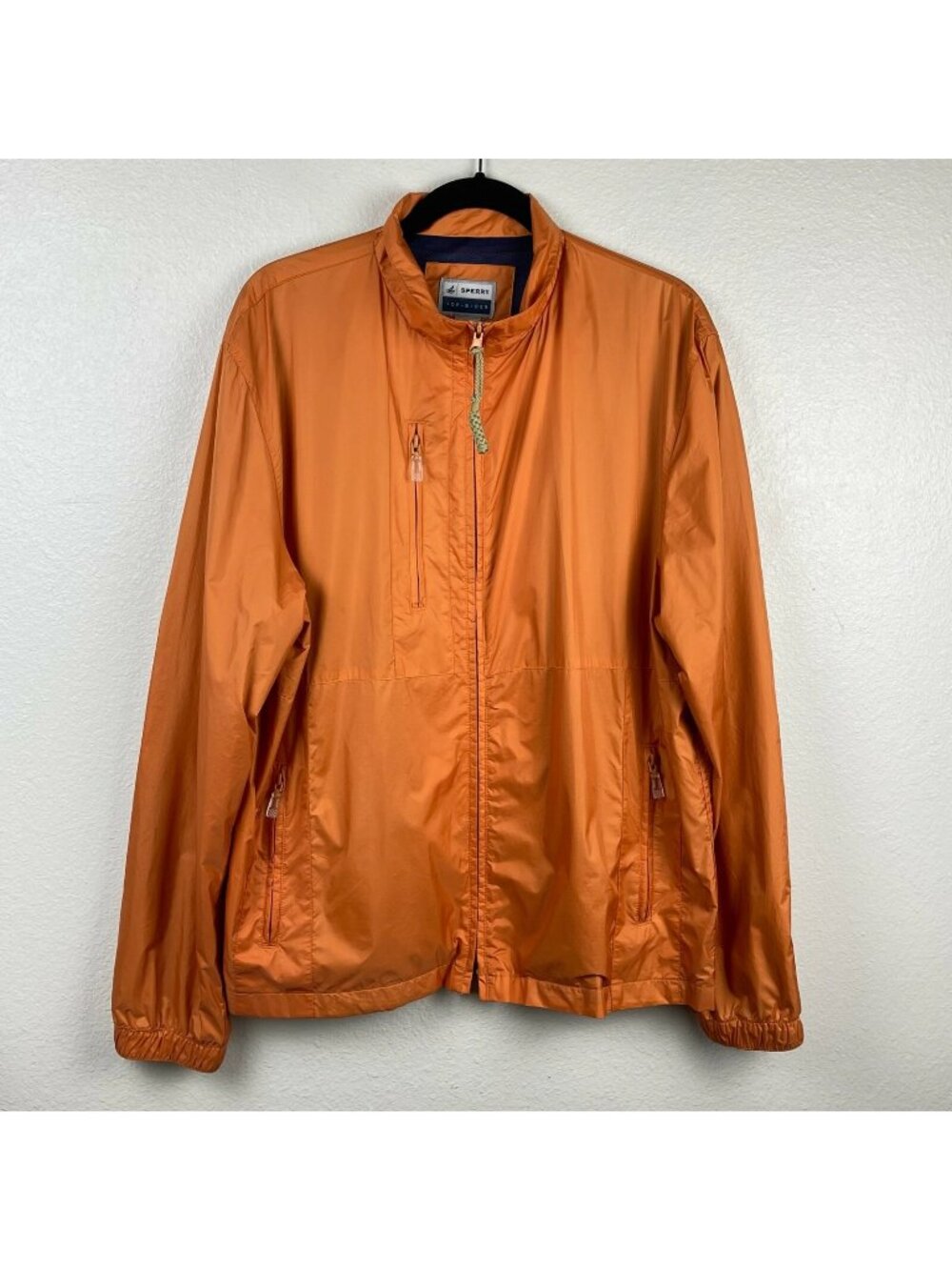 Sperry Top-Sider Jacket Men's Sz L Windbreaker Full Zip Long Sleeve Nylon Orange